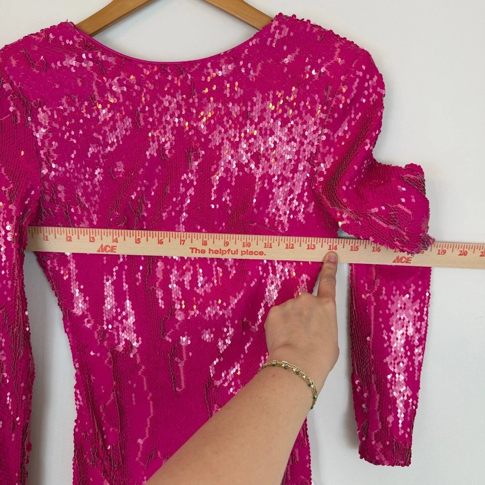 NWT Dress The Population Natalie Sequin Dress Women XXS Stretch Hot Pink Bodycon - Picture 4 of 15